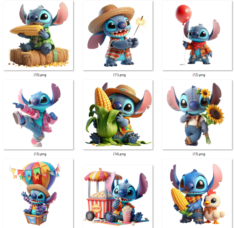 Kit Digital Festa Junina Stitch Arquivos em Png 3