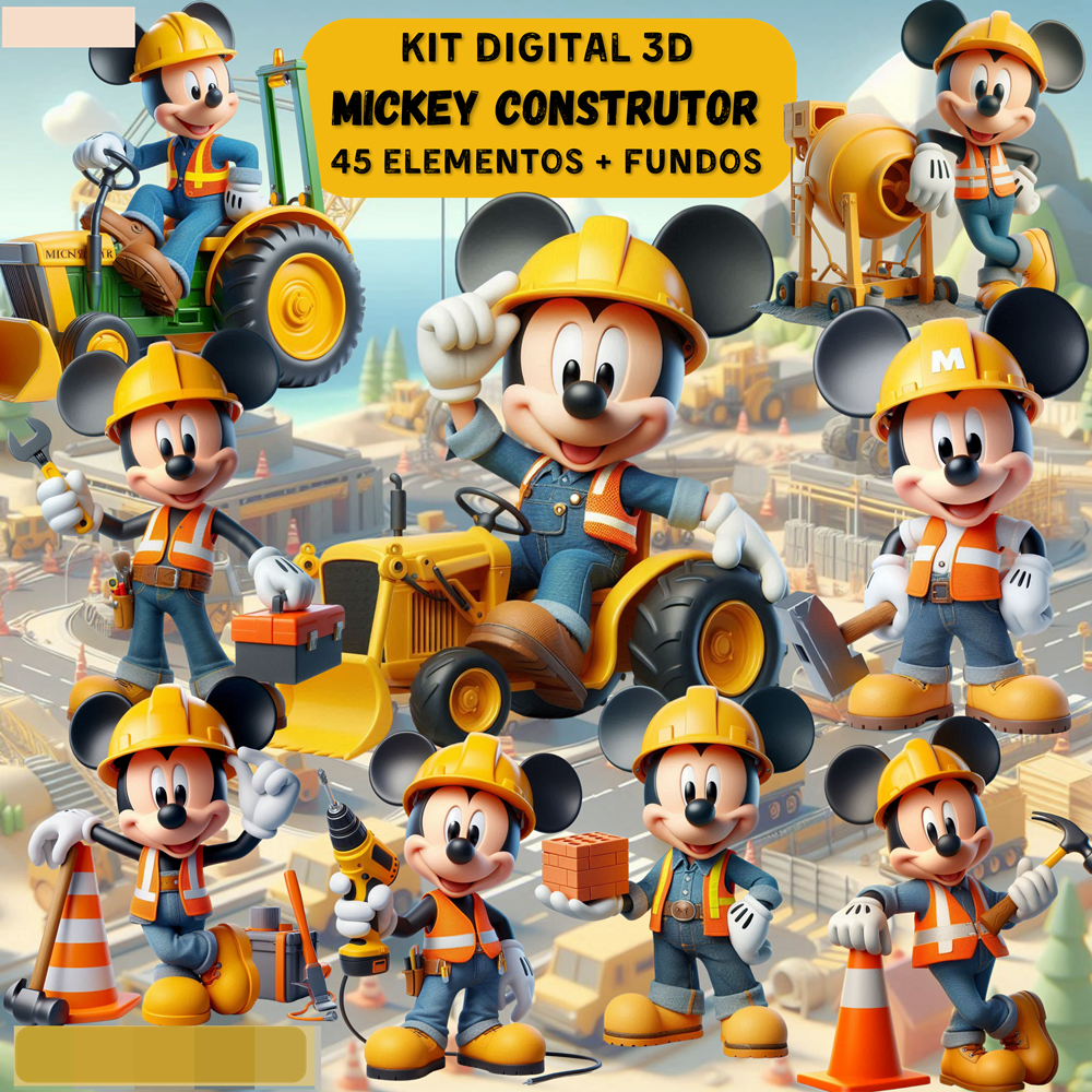 Kit Digital Mickey Construtor 3D Arquivos em Png 1