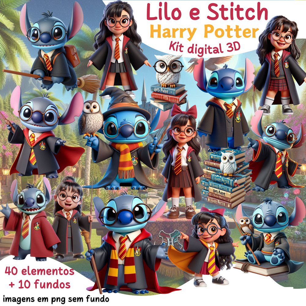 Kit Digital Lilo & Stitch Harry Potter Arquivos em Png 1