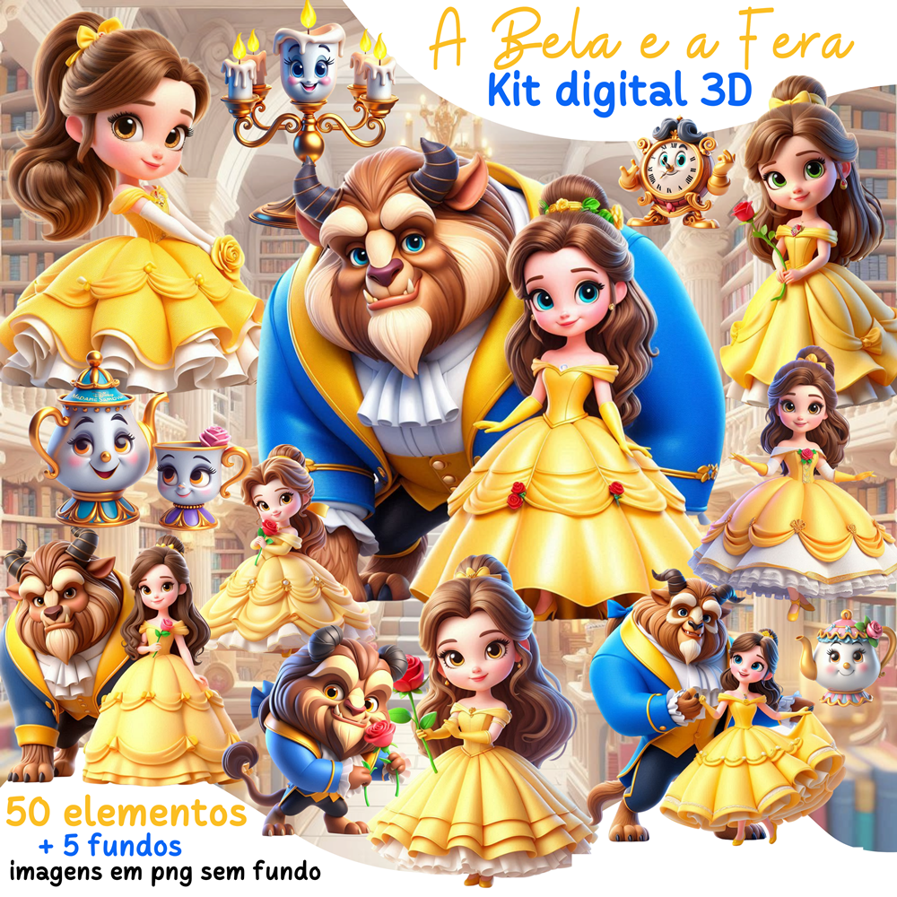 Kit Digital A Bela e a Fera Arquivos em Png 1