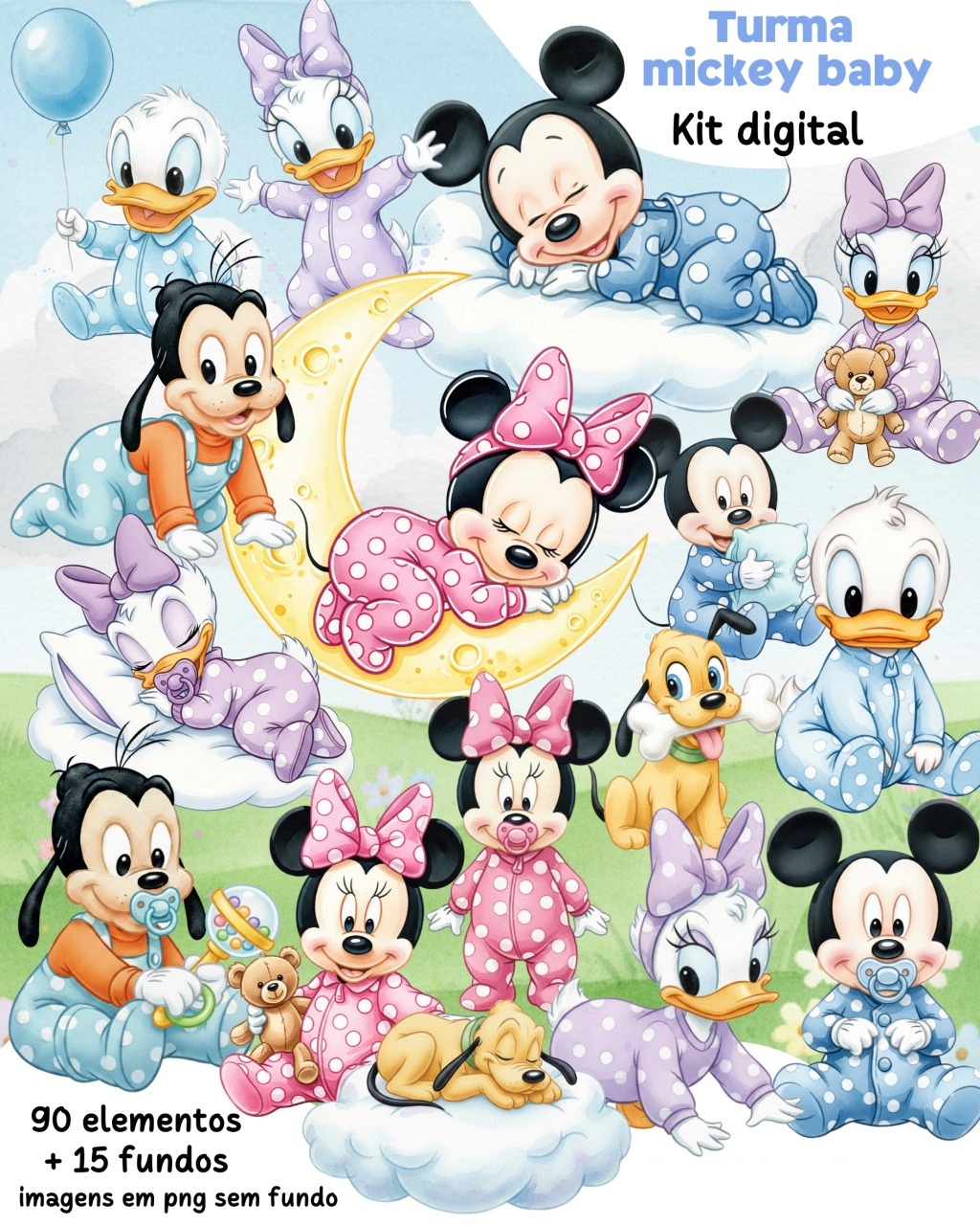 Kit Digital Turma do Mickey Baby Arquivos em Png 1