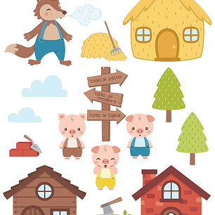 Kit Digital Os Três Porquinhos Arquivos em Png