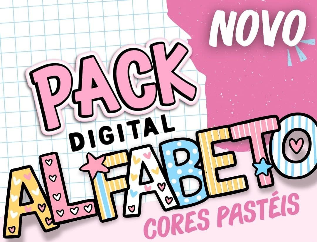 Kit Digital Alfabeto Meninas Cores Pasteis Arquivos em Png 1