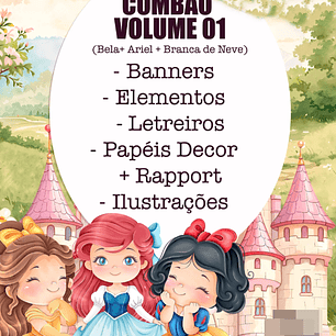 Kit Digital Princesas Era uma Vez Arquivos em Png