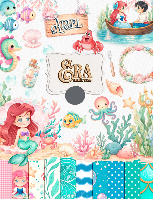 Kit Digital Princesas Era uma Vez Arquivos em Png 12