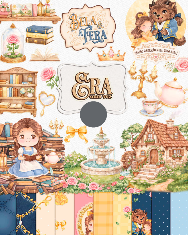 Kit Digital Princesas Era uma Vez Arquivos em Png 15