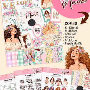 Kit Digital Combo Flor de Maria + Encadernação Arquivos em Png 