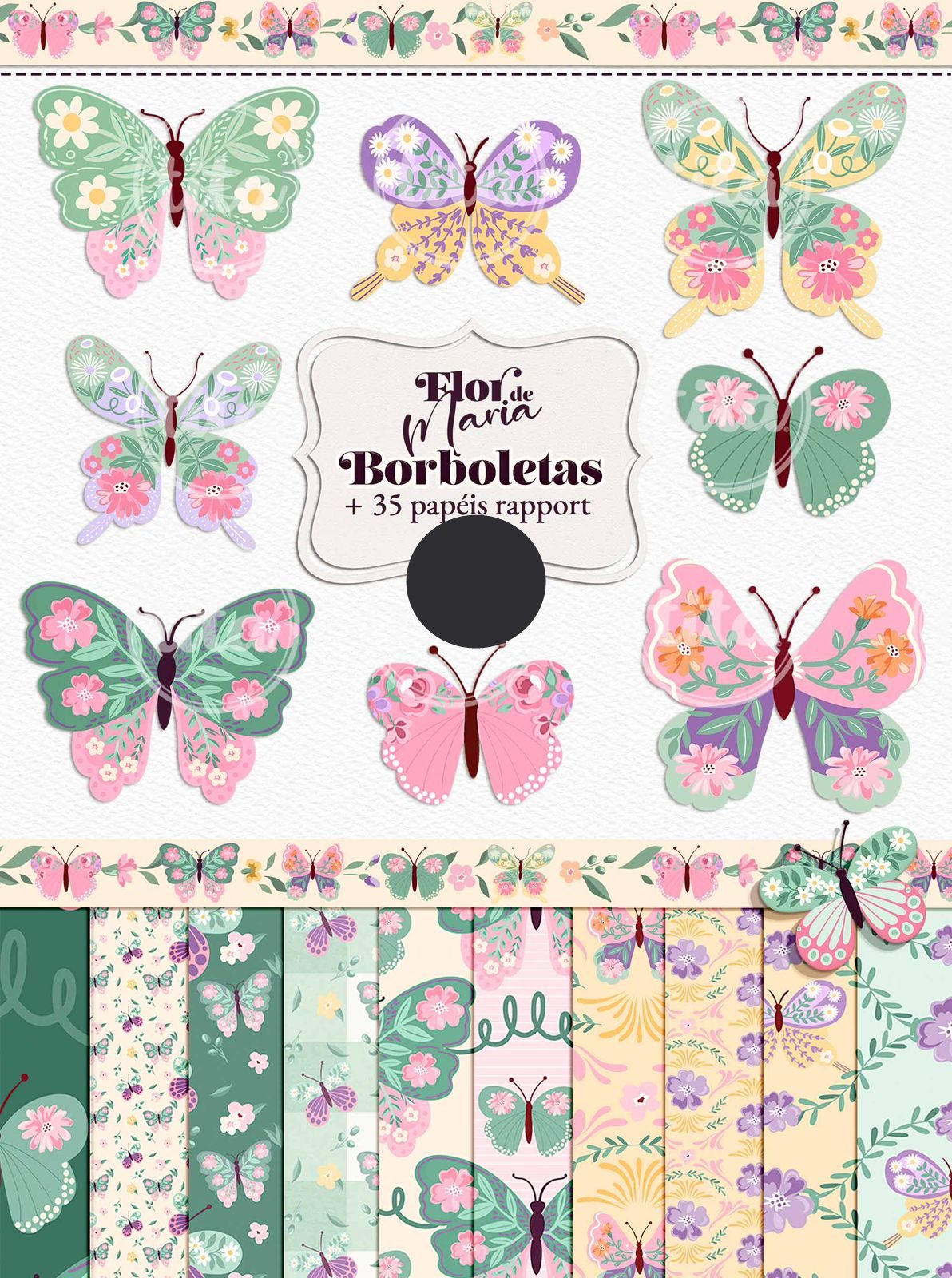 Kit Digital Combo Flor de Maria + Encadernação Arquivos em Png  4