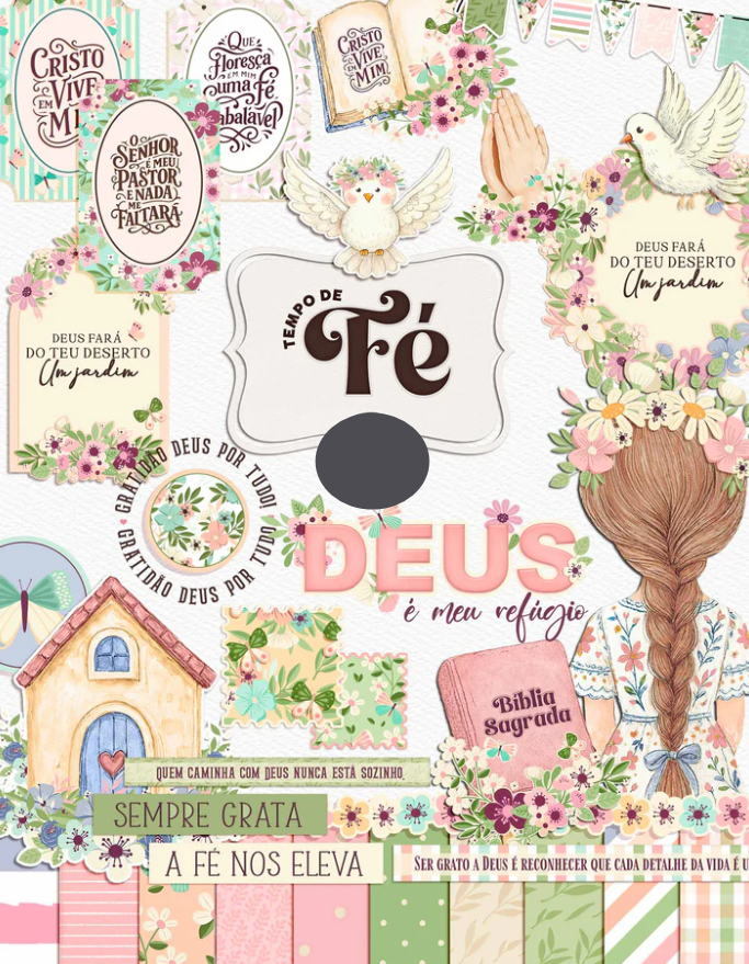 Kit Digital Tempo de Fé Aquarelado Arquivos em Png  1