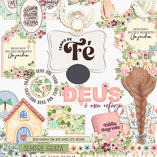 Kit Digital Tempo de Fé Aquarelado Arquivos em Png 