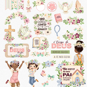 Kit Digital Tempo de Fé Aquarelado Arquivos em Png 