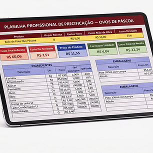 Planilha De Precificação Para Receitas Ovos De Páscoa