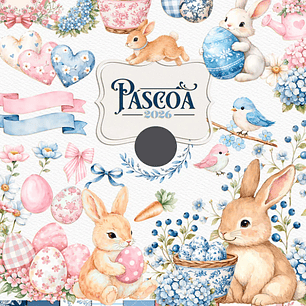 Kit Digital Mega combo Páscoa Cristã e Coelhinhos e Printables Aquarelado Arquivos em Png