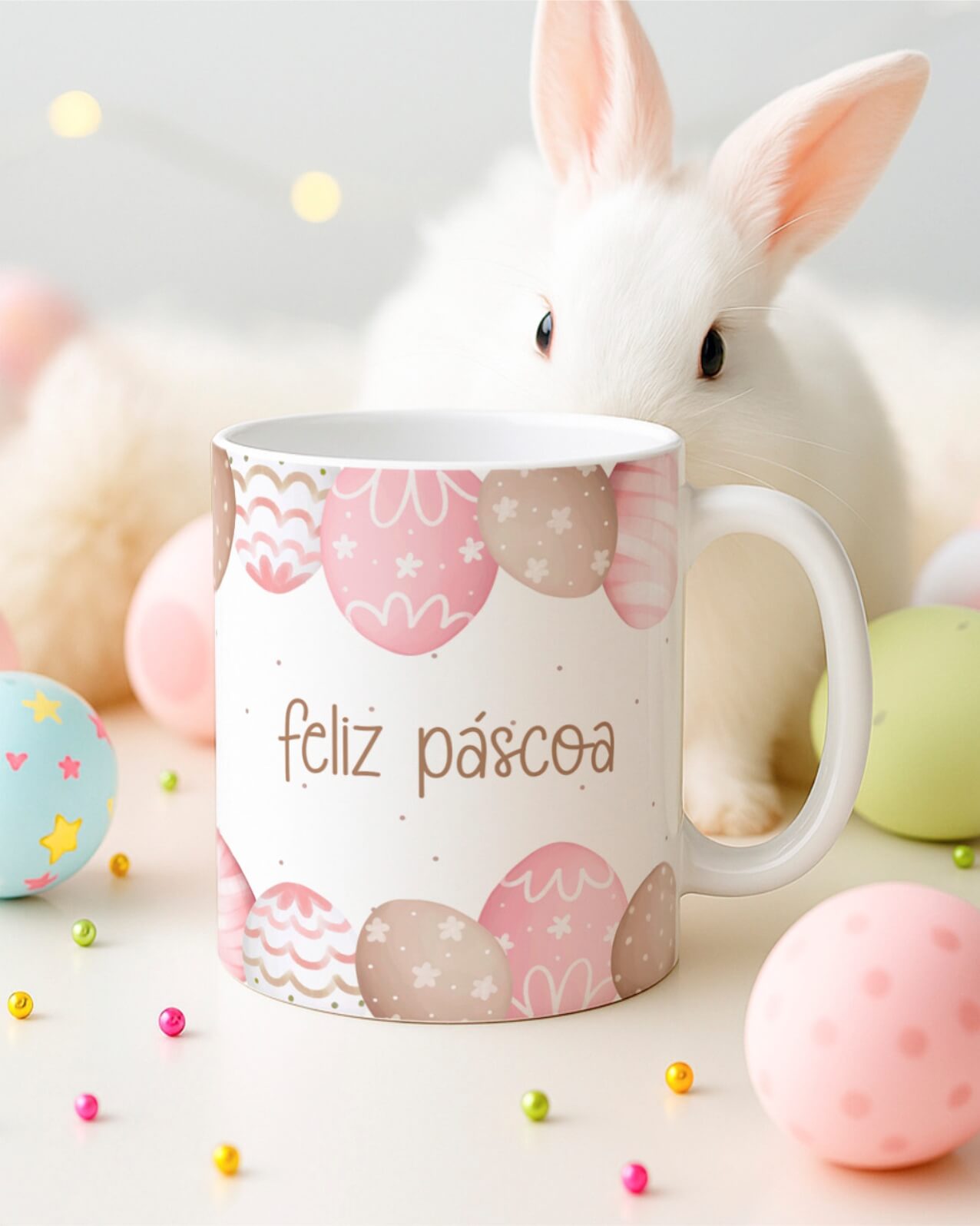 15 Artes para Canecas Páscoa Delicada Coelhos Arquivo Editável  2