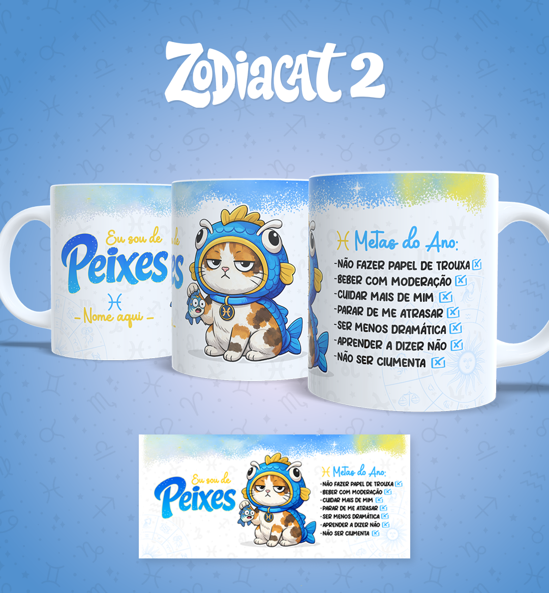 24 Artes para Caneca Siguinos Gatinhos Zodiacat Vol. 2  e 1 Arquivo em Jpg 3