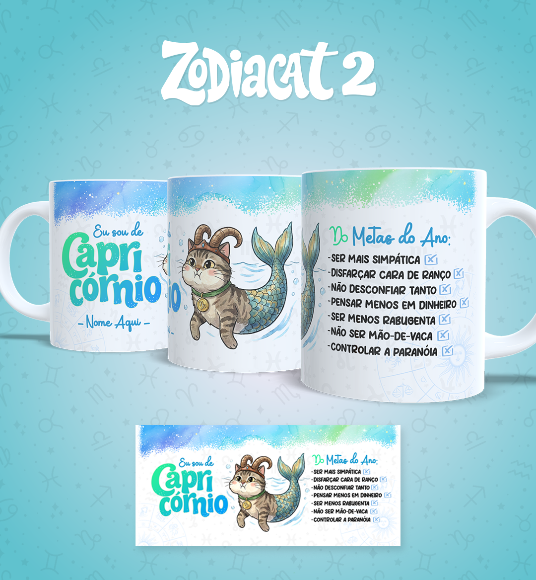 24 Artes para Caneca Siguinos Gatinhos Zodiacat Vol. 2  e 1 Arquivo em Jpg 8