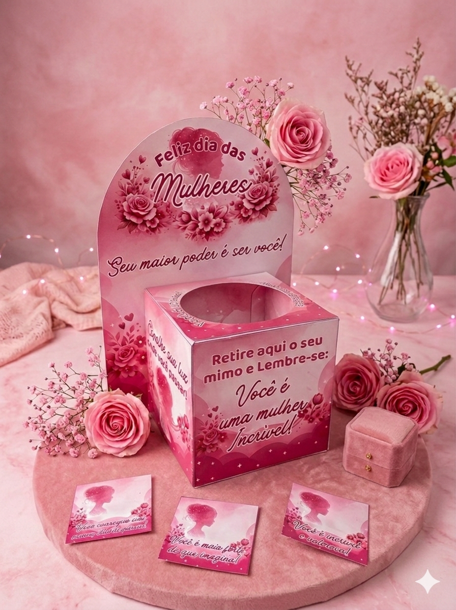 Arquivo Caixa com Mensagens para Clientes Dia das Mulheres Arquivo Editável  1