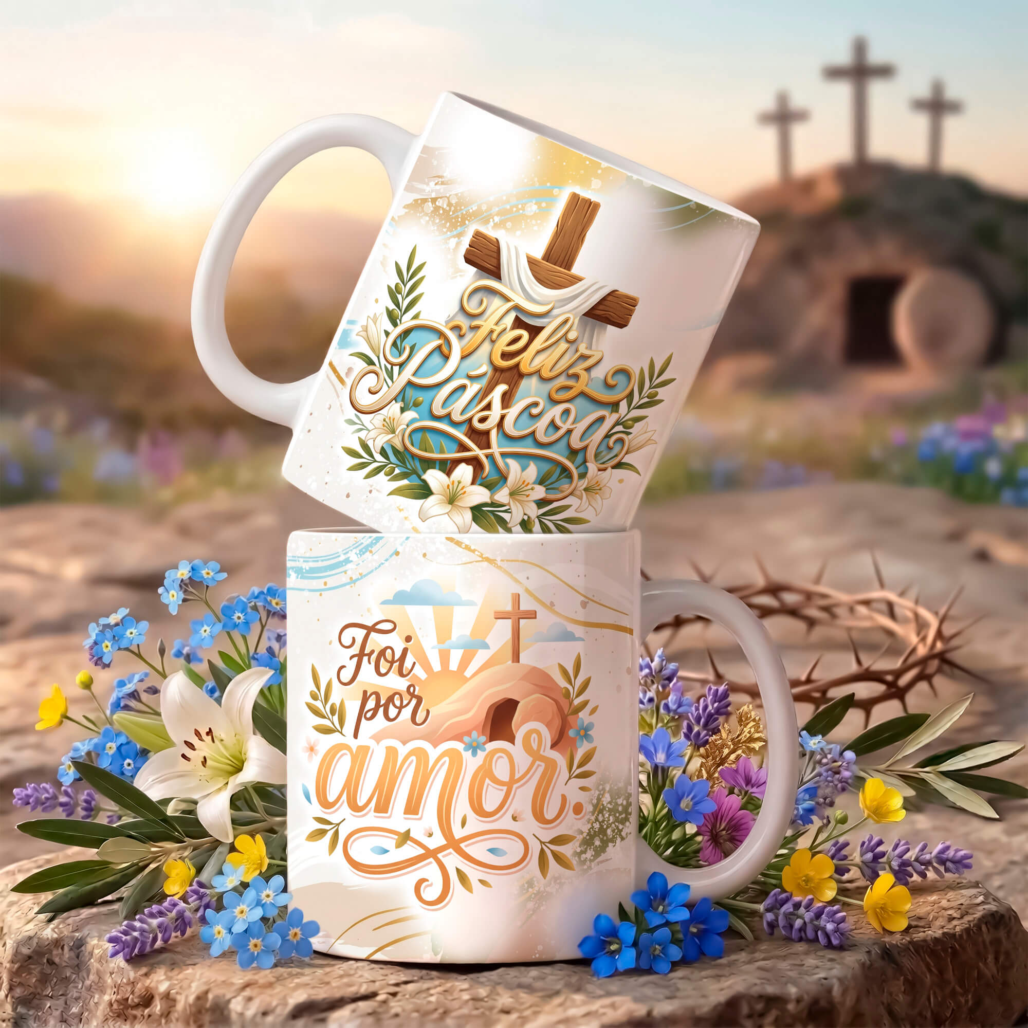 18 Artes para Caneca Páscoa Cristã Arquivo Editável  5