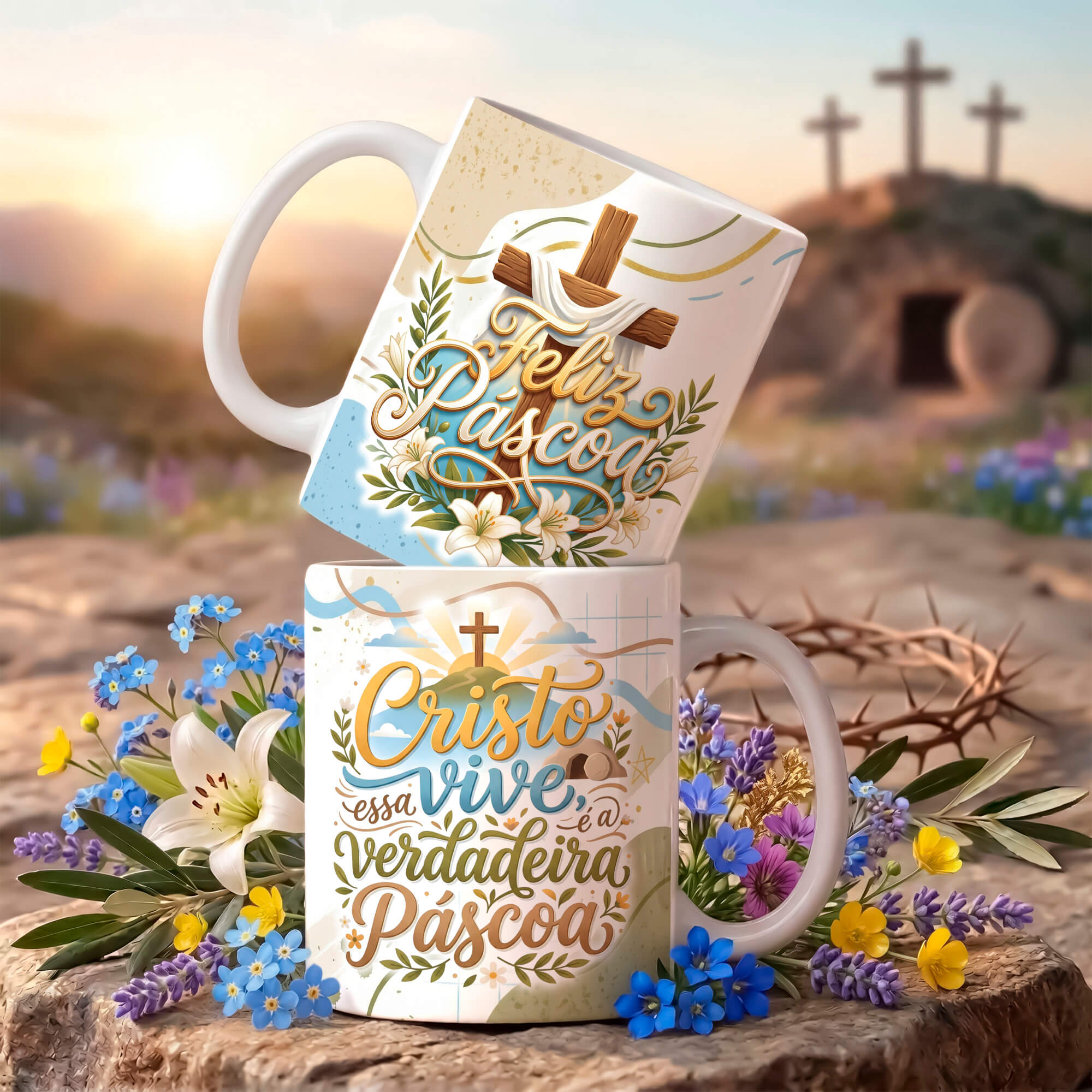 18 Artes para Caneca Páscoa Cristã Arquivo Editável  6