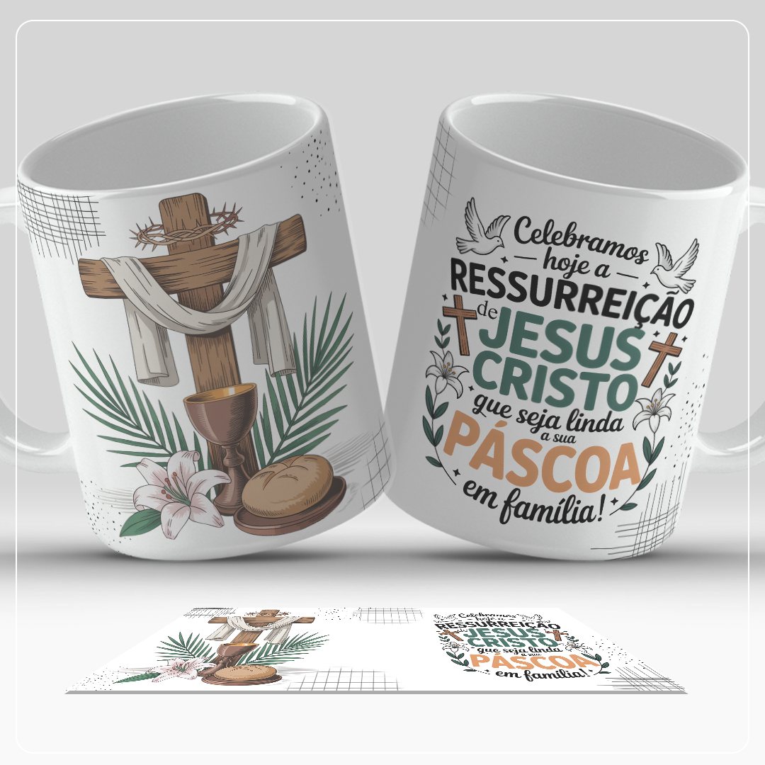 12 Artes para Caneca Páscoa Cristã Arquivo em Jpg  5