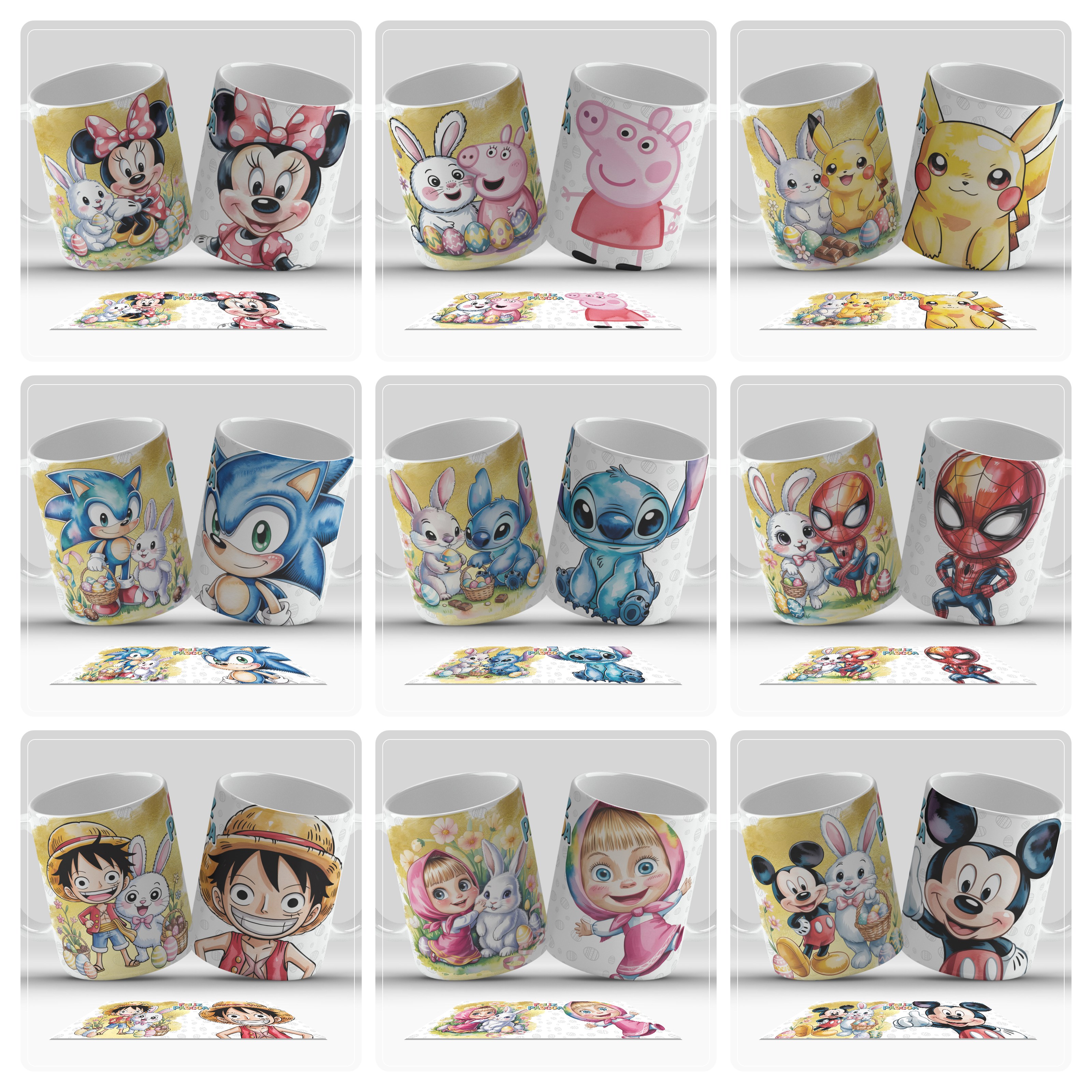 20 Artes para Caneca Personagens Páscoa Arquivo em Png 4