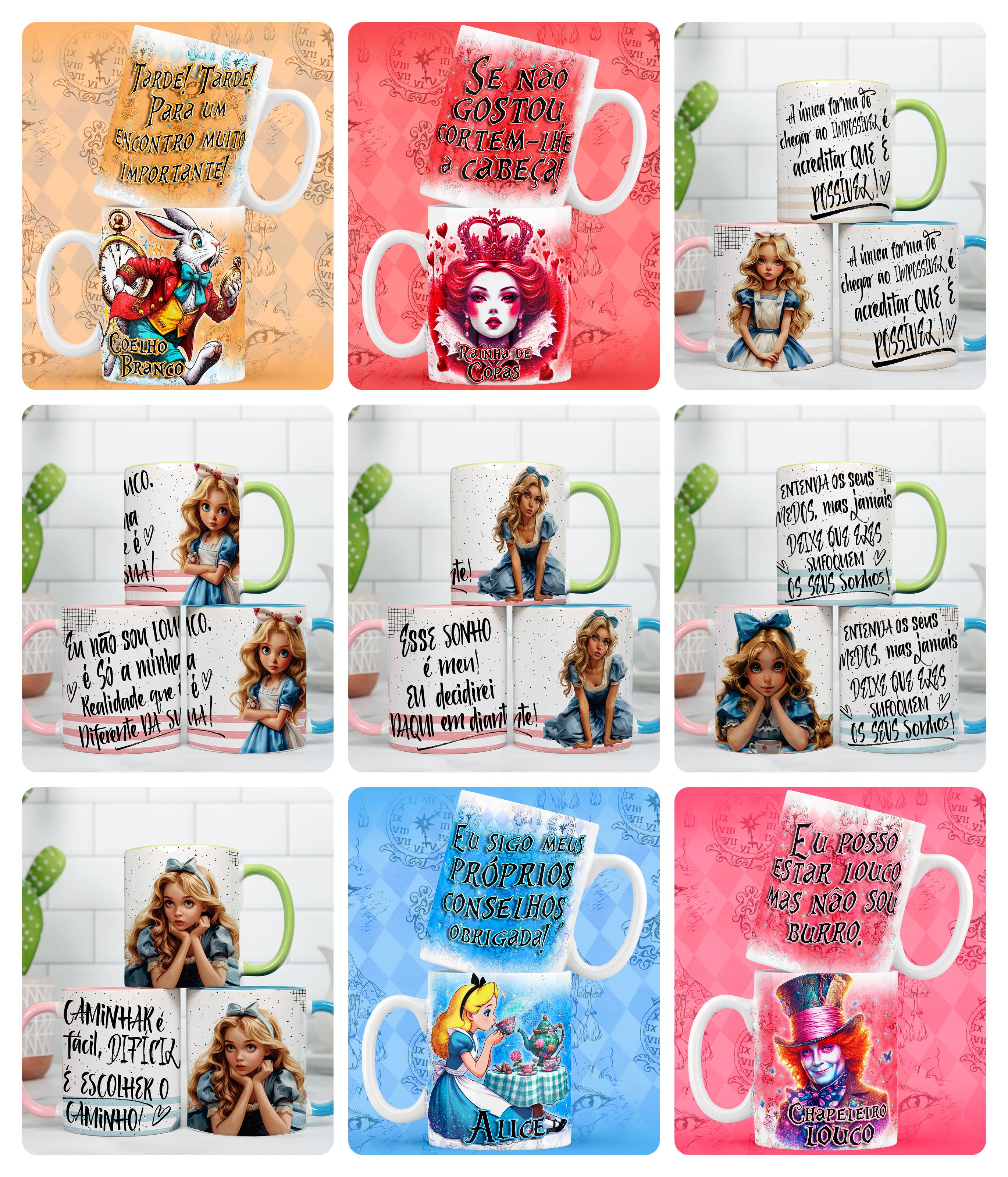 26 Artes para Caneca Alice no Pais das Maravilhas em Png  1