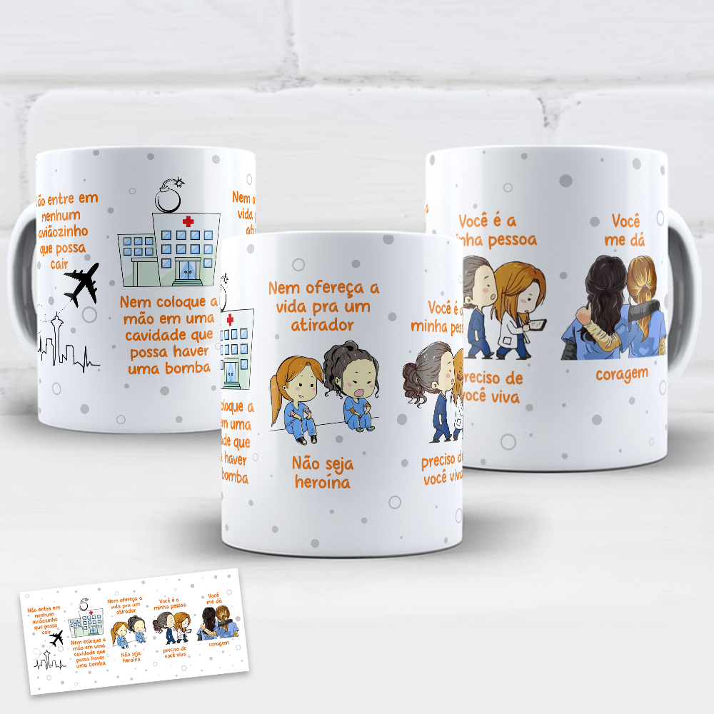 Arte para Caneca Greys Anatomy Aviaozinho em Png  3