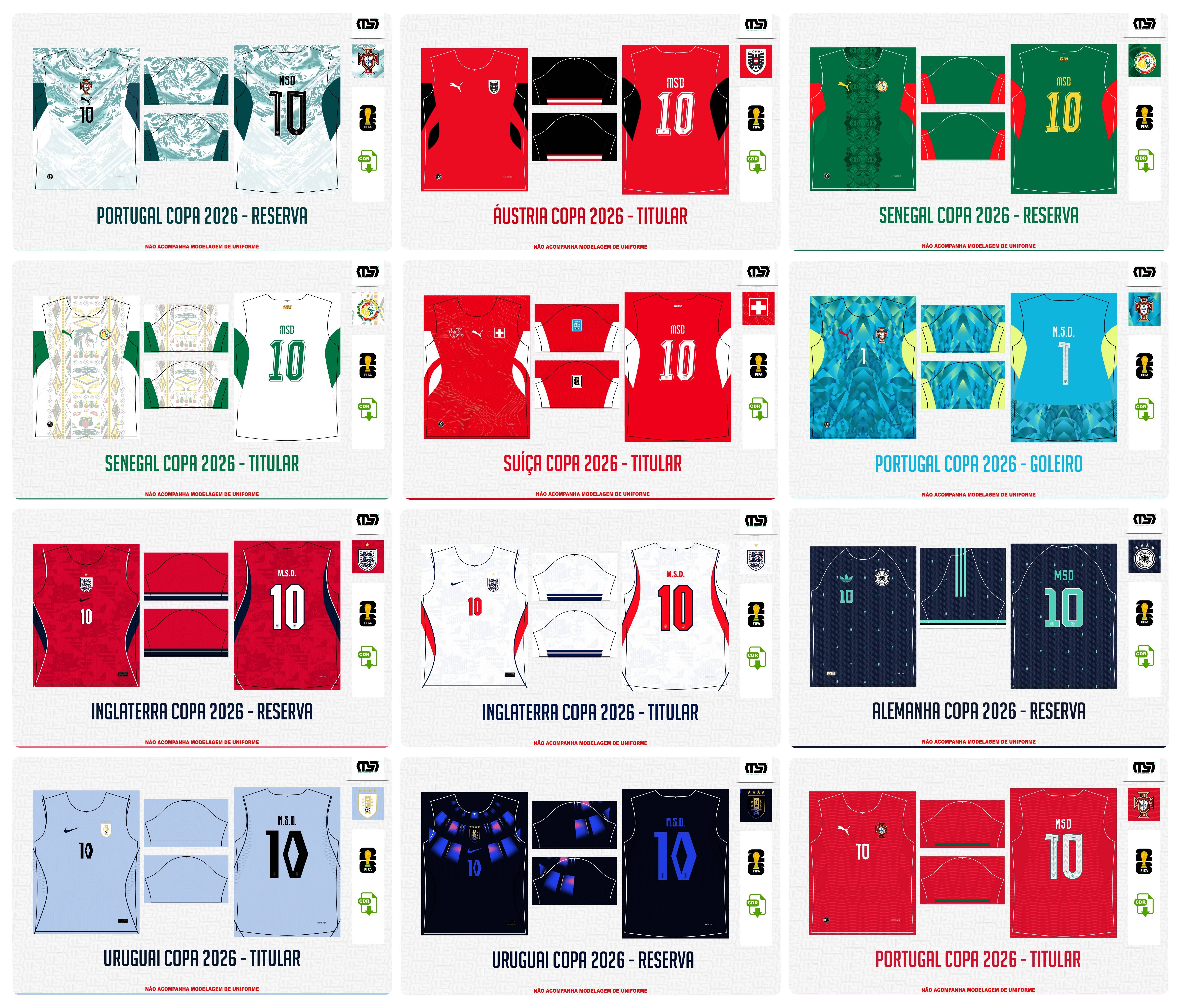 Pacote completo Estampas Copa Do Mundo 2026 em Vetor  2