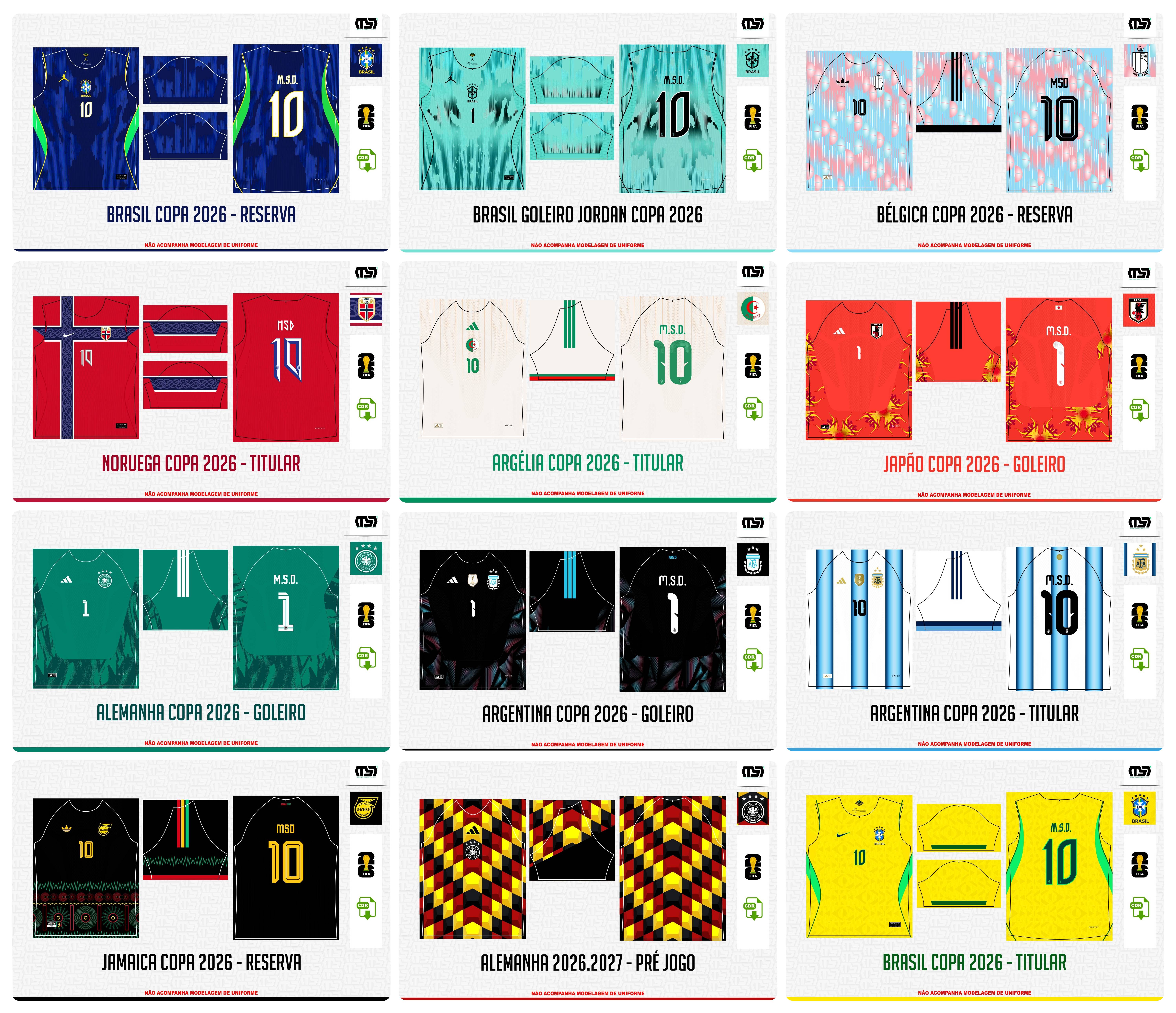 Pacote completo Estampas Copa Do Mundo 2026 em Vetor  3