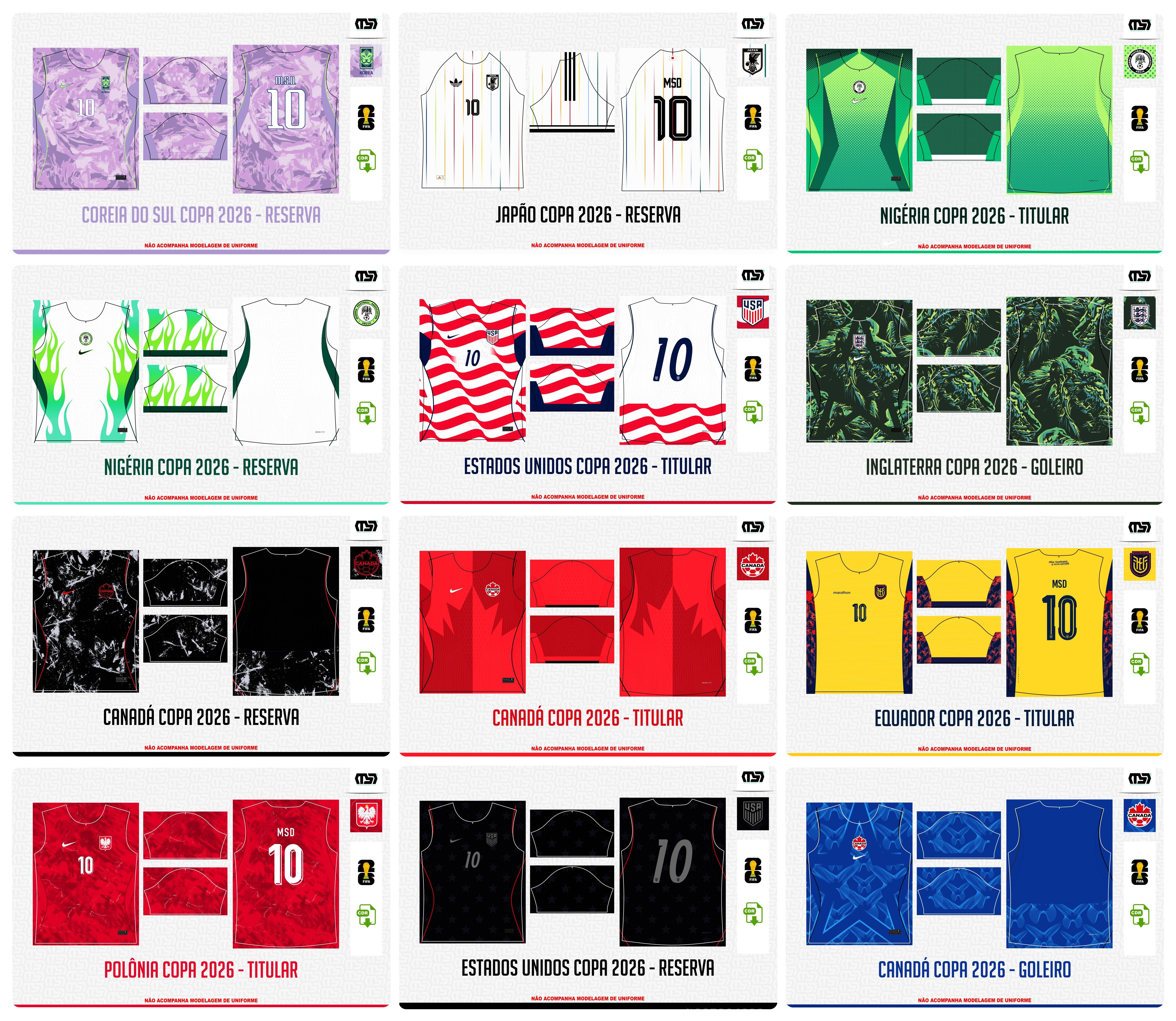 Pacote completo Estampas Copa Do Mundo 2026 em Vetor  6