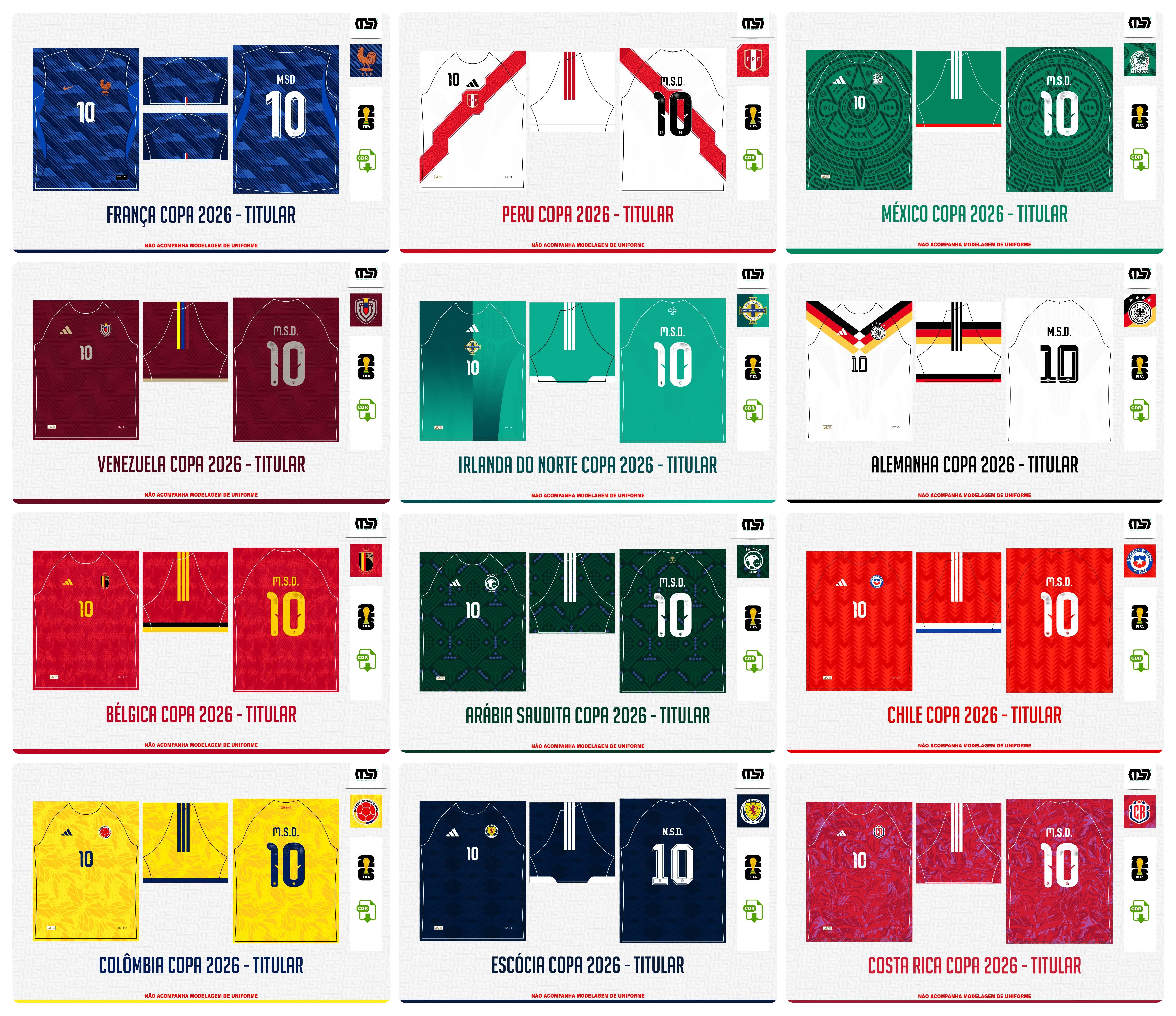 Pacote completo Estampas Copa Do Mundo 2026 em Vetor  7