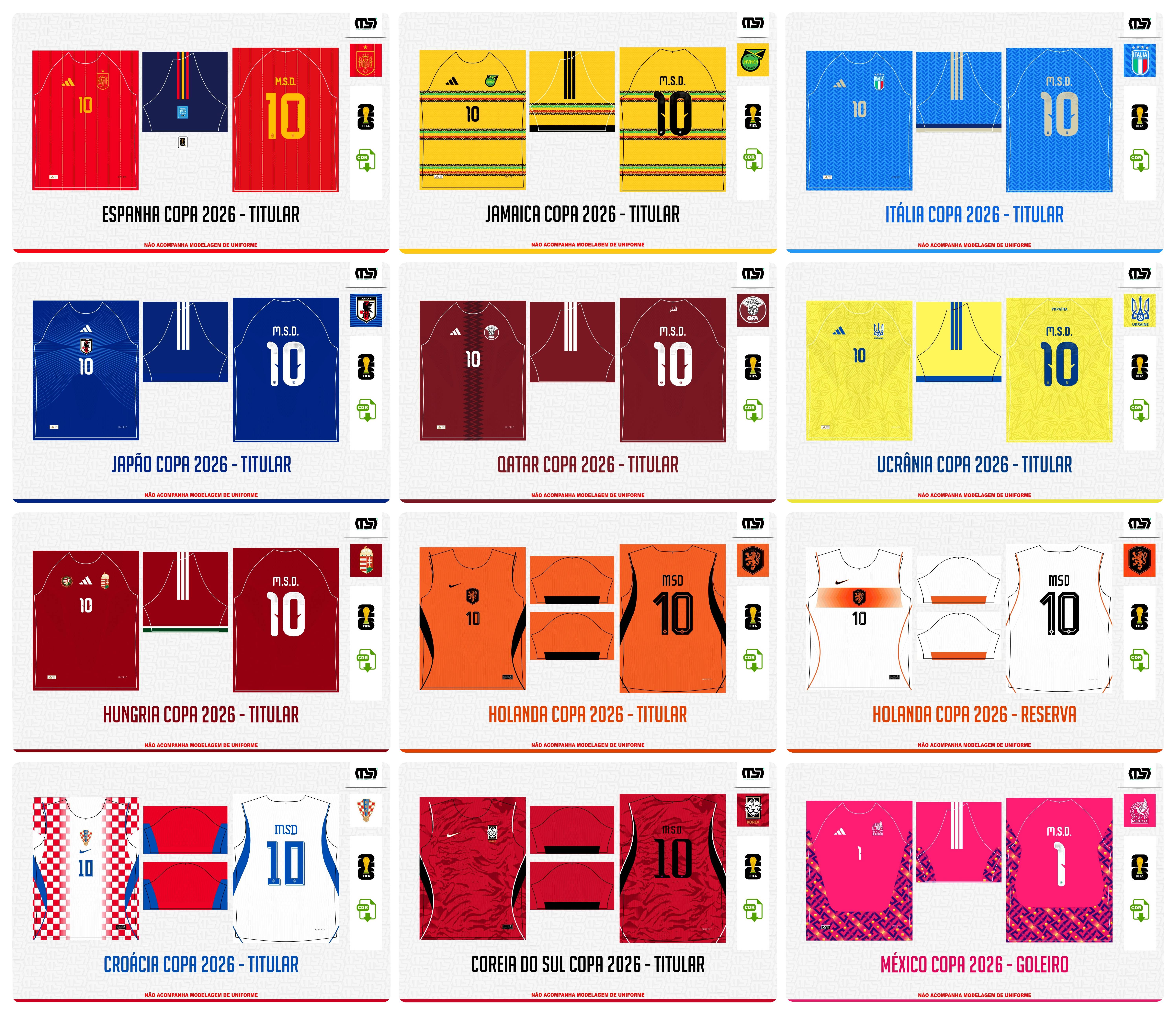 Pacote completo Estampas Copa Do Mundo 2026 em Vetor  8