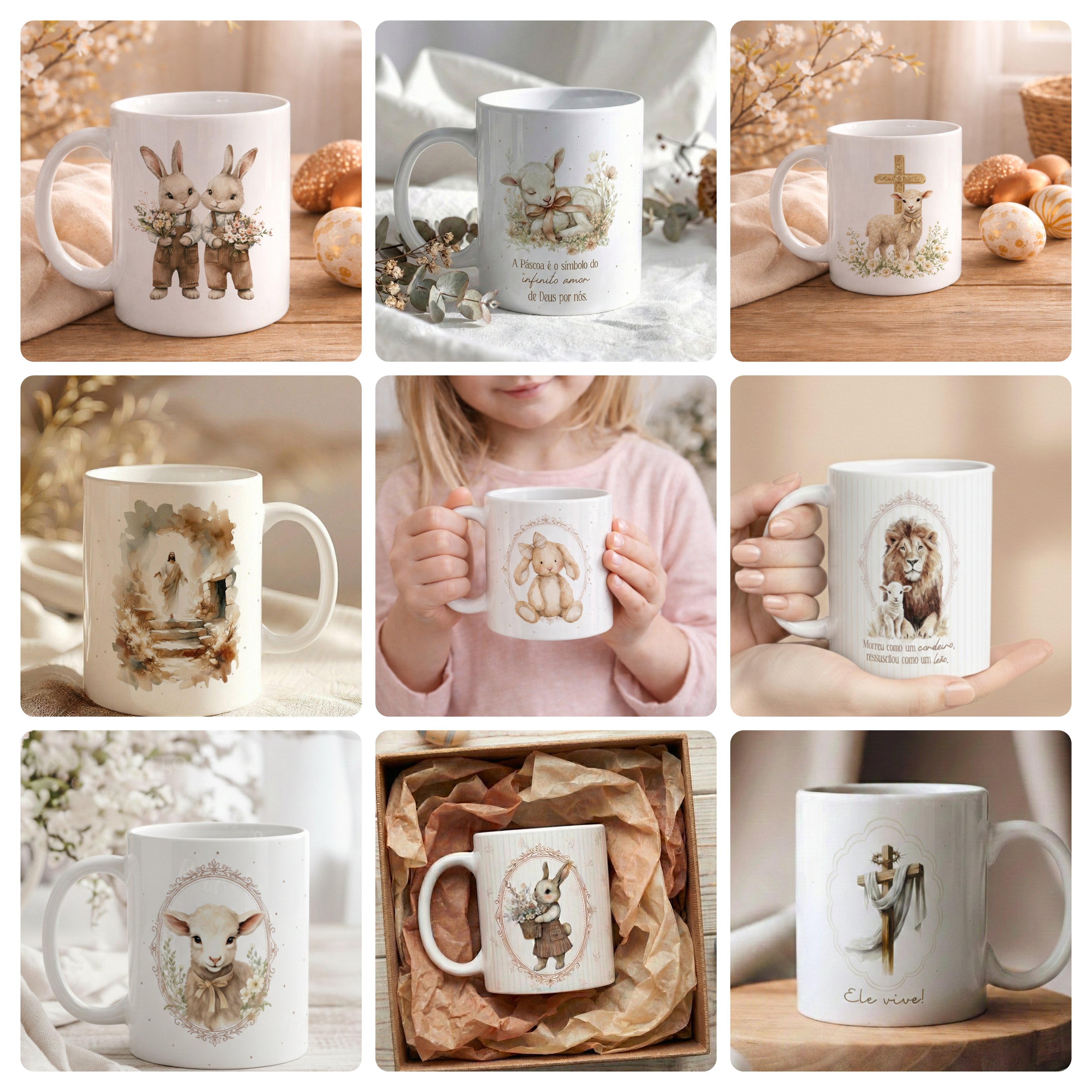 40 Artes para Caneca Páscoa Minimalista Arquivo em Jpg 1