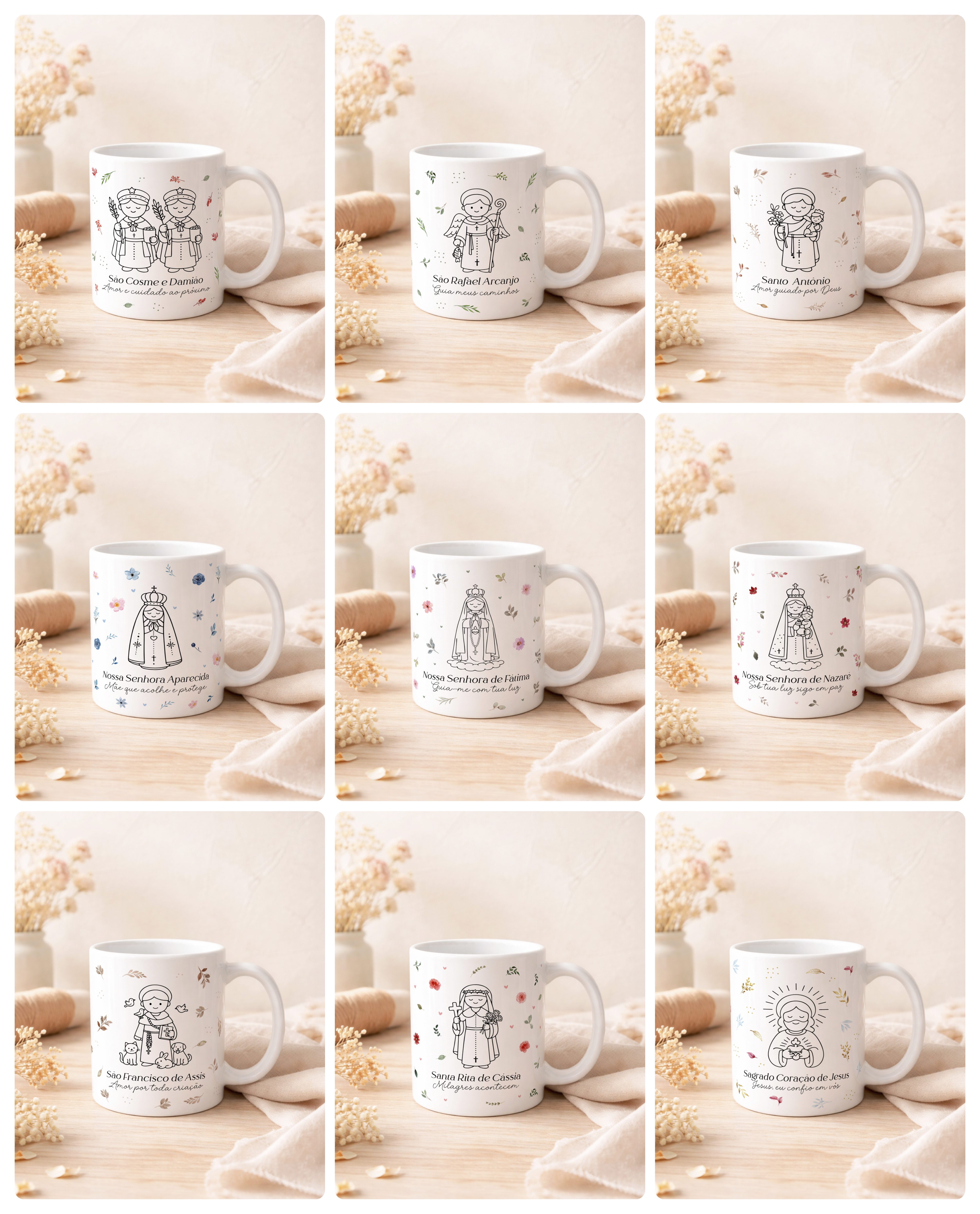 20 Artes para Caneca Santinhos Minimalista Arquivo em Editável 1