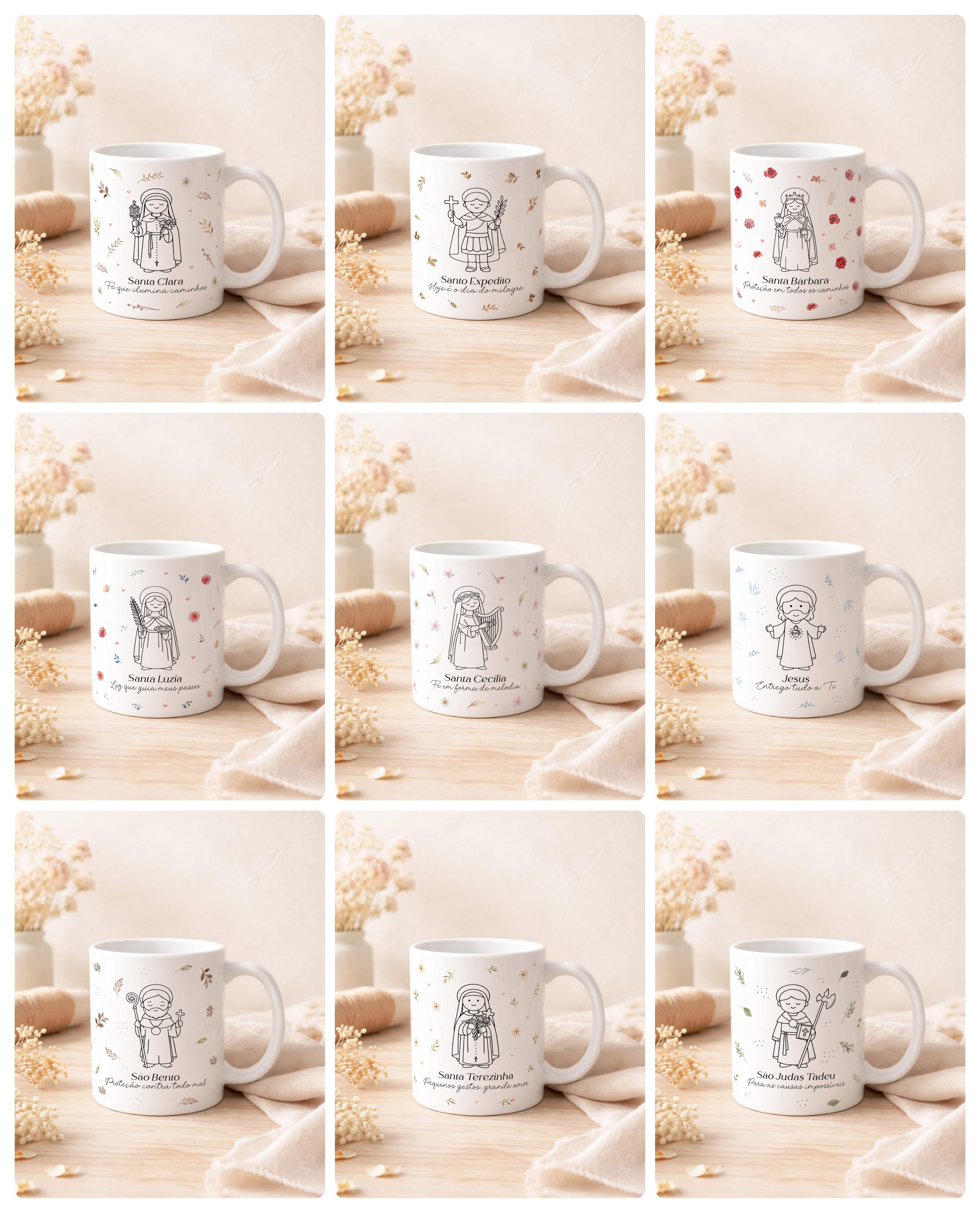 20 Artes para Caneca Santinhos Minimalista Arquivo em Editável 2