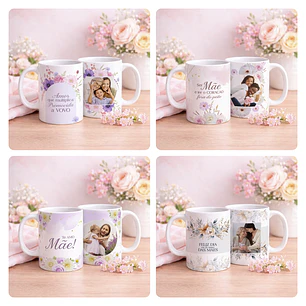 40 Artes para Caneca e Azulejo Dia das Mães Arquivo Editável 