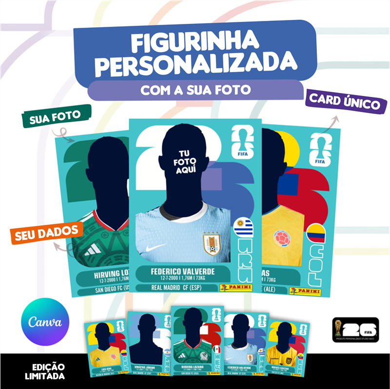 Figurinha da Copa do Mundo 2026 Personalizada Uruguai - Editável no Canva 1