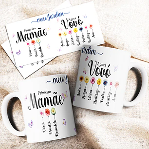 4 Artes para Caneca Jardim Vovó Arquivo Editável 