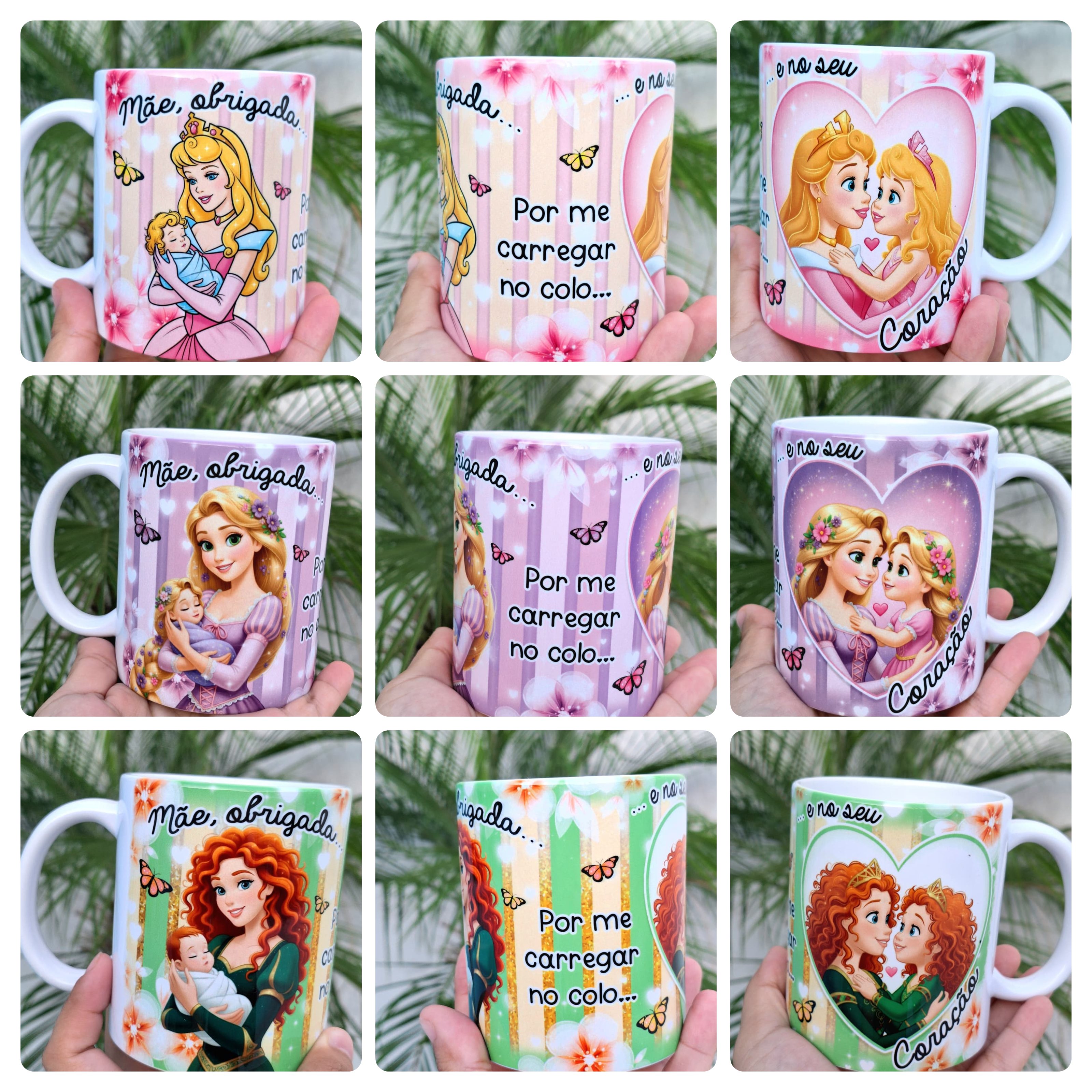 15 Artes para Caneca Dia das Mães Mãe, Obrigada... Princesas Arquivo em Jpg 3