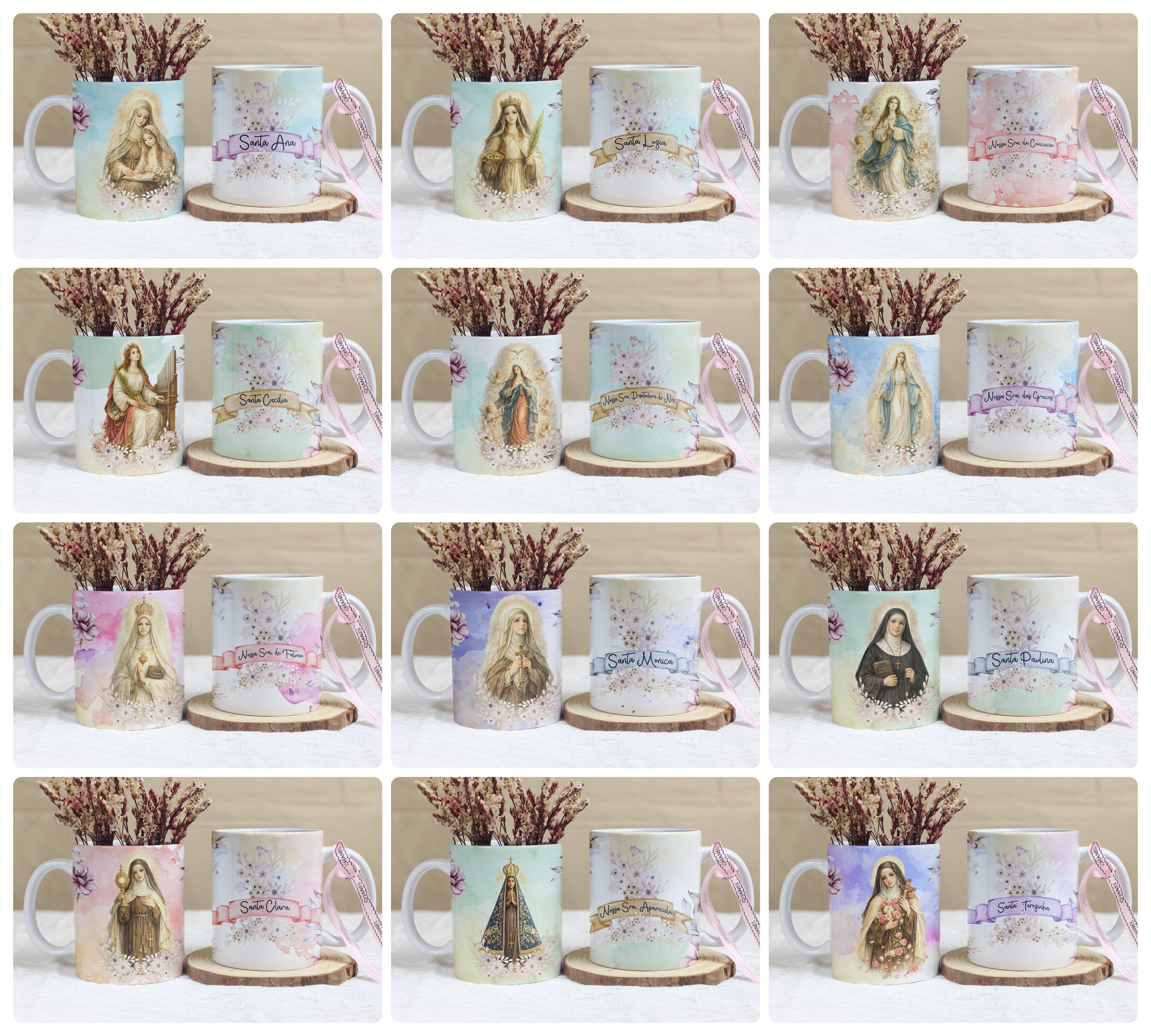14 Artes para Caneca Santinhos Católicos Arquivo Editável 1