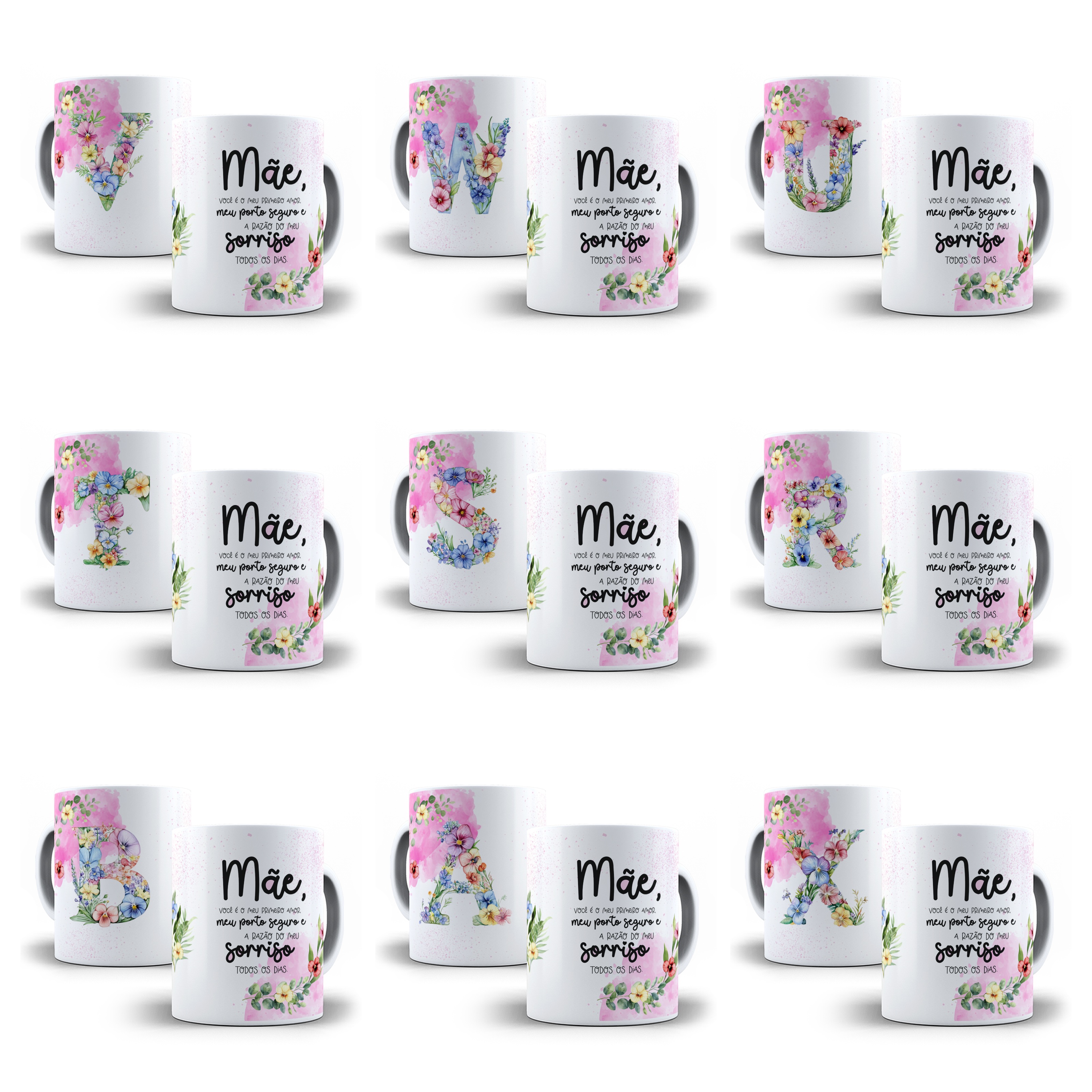 52 Artes para Azulejo e Caneca Alfabeto Dia das Mães Arquivo em Png  1