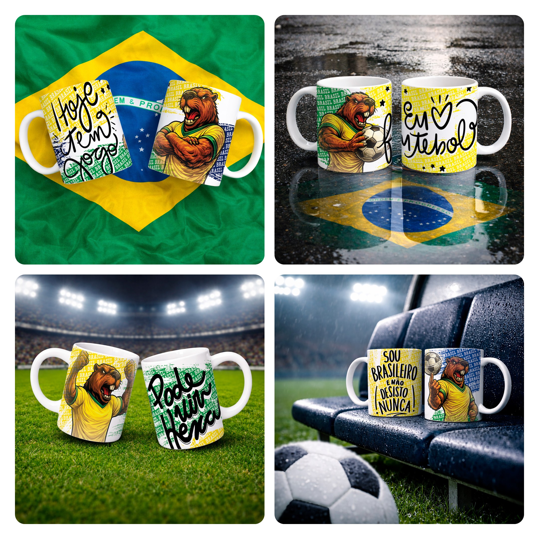17 Artes para Caneca Camisa e Copo Sublimação Copa do Mundo Brasil Capivara Arquivo em Png 1