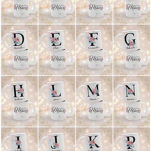 26 Artes para Caneca Alfabeto Floral Dia das Mães Arquivo em Jpg 