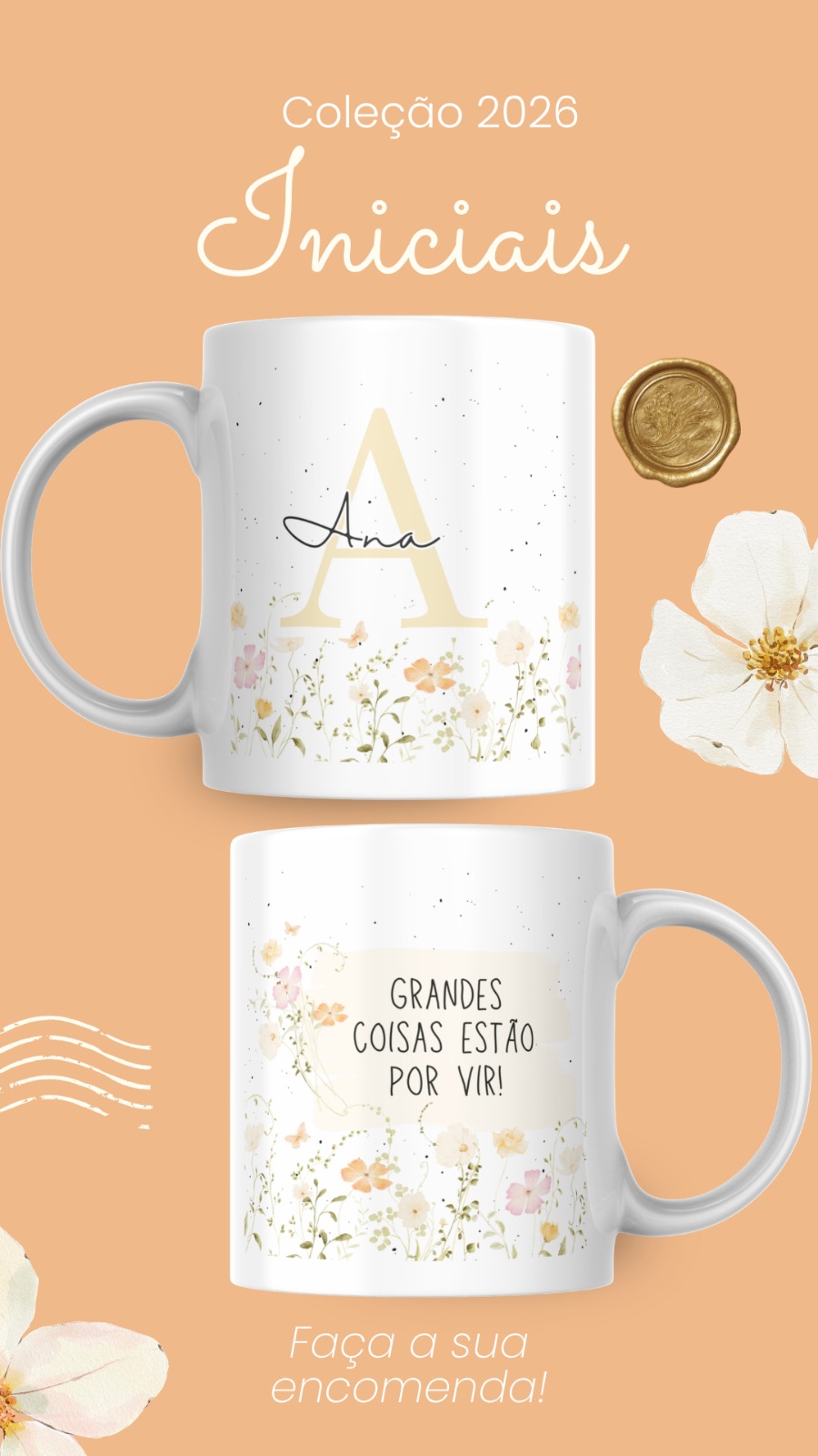 Artes para Caneca Frases Alfabeto Iniciais Arquivo Editável em Canva 2