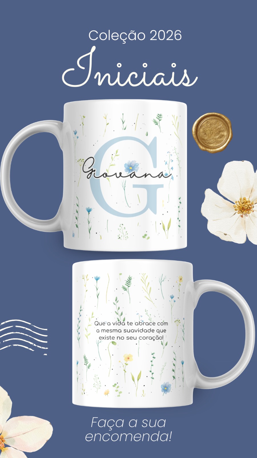 Artes para Caneca Frases Alfabeto Iniciais Arquivo Editável em Canva 5