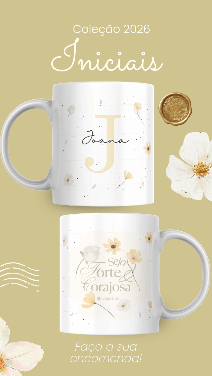 Artes para Caneca Frases Alfabeto Iniciais Arquivo Editável em Canva 6