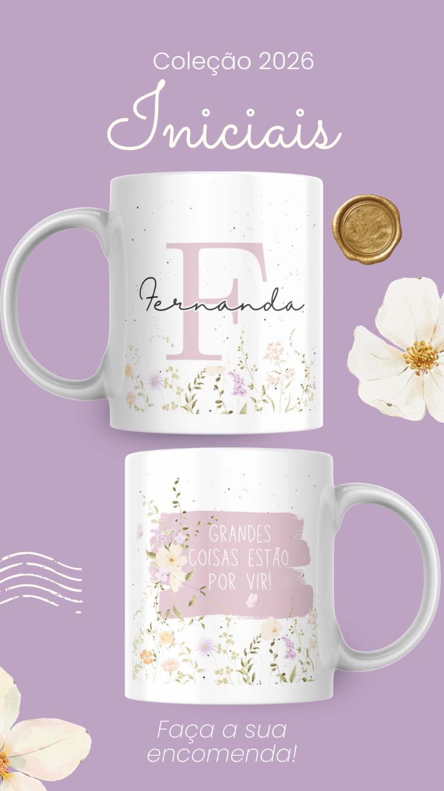 Artes para Caneca Frases Alfabeto Iniciais Arquivo Editável em Canva 7