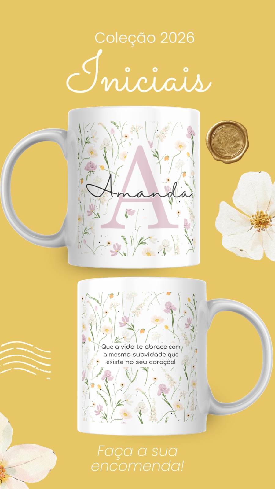 Artes para Caneca Frases Alfabeto Iniciais Arquivo Editável em Canva 10