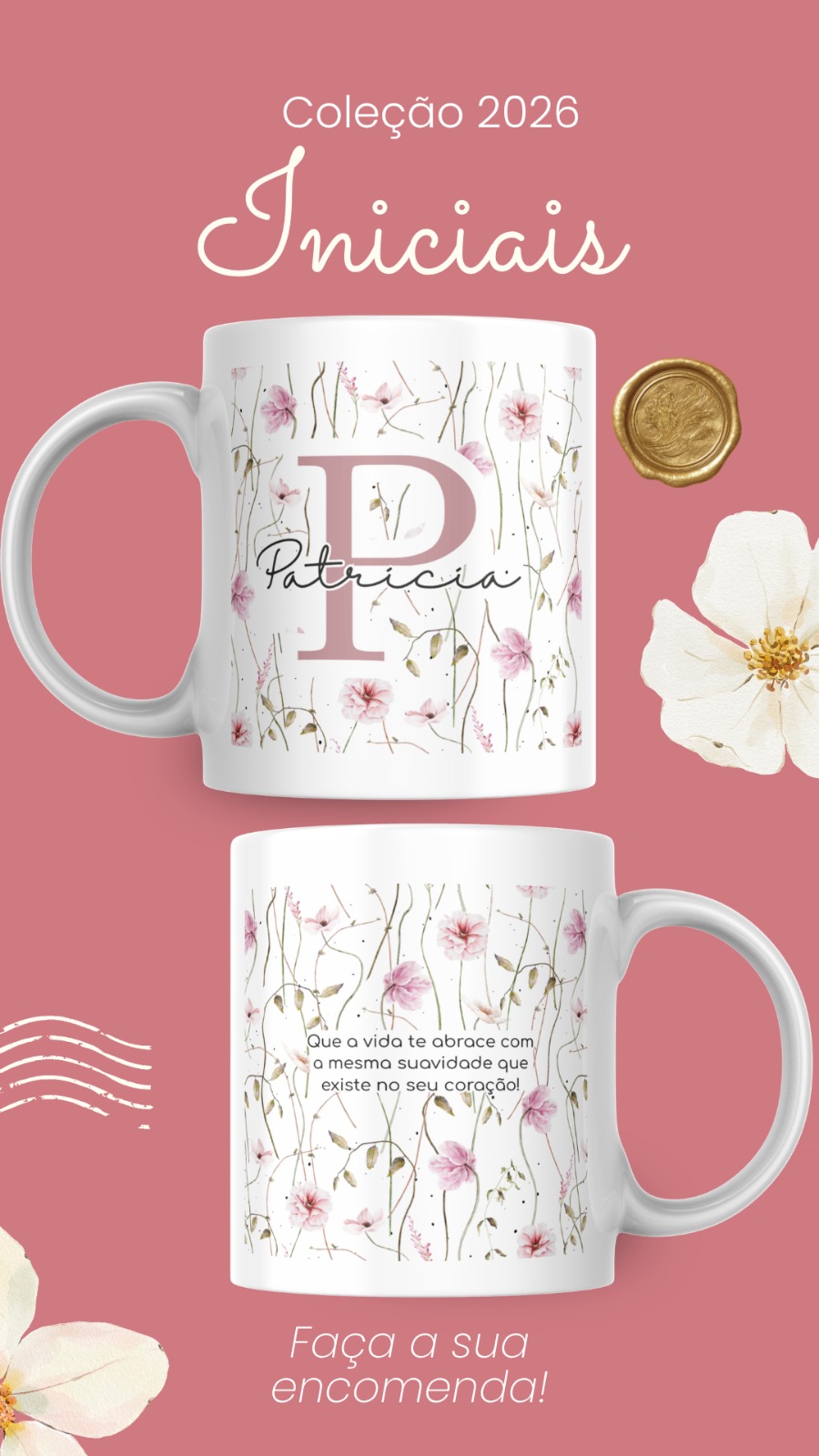 Artes para Caneca Frases Alfabeto Iniciais Arquivo Editável em Canva 11