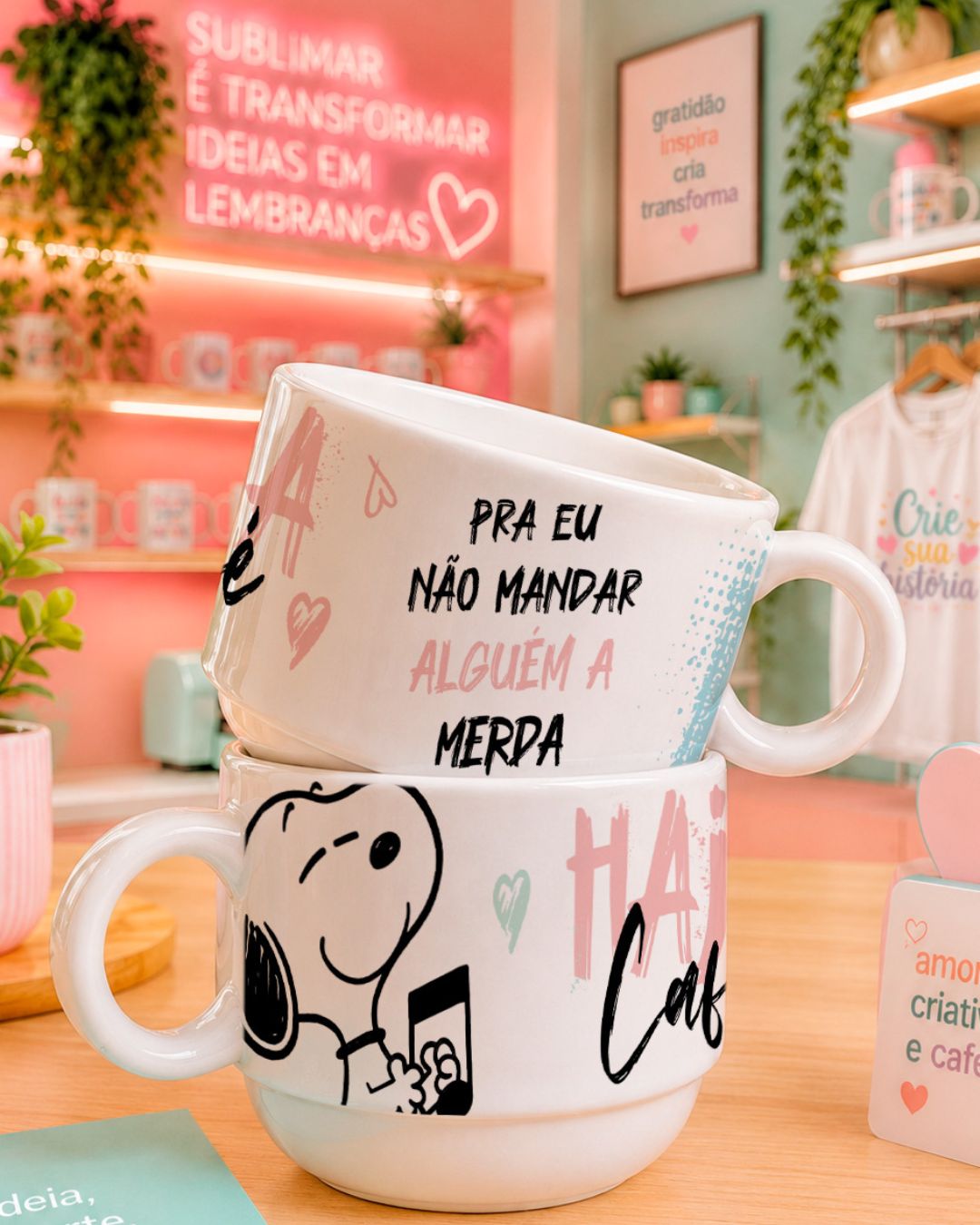 8 Artes para Caneca e Xicará Haja Café SNOOPY Arquivo em Jpg 1
